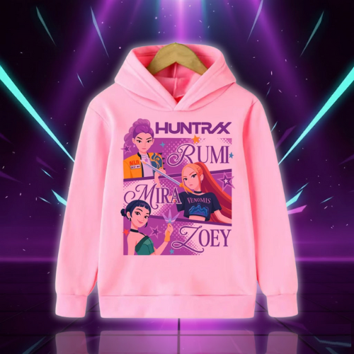 2025 KPop Demon Hunter Cartoon Girls Boy Hooded Sweatshirt Warm Children's Korean Fashion Casual Tops Casual Girls Clothing (Copie)