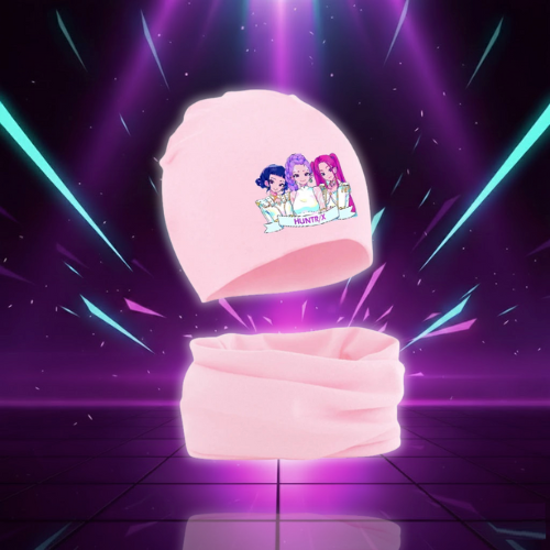 Ensemble Bonnet et Echarpe Kawaii Enfant KPop Demon Hunters
