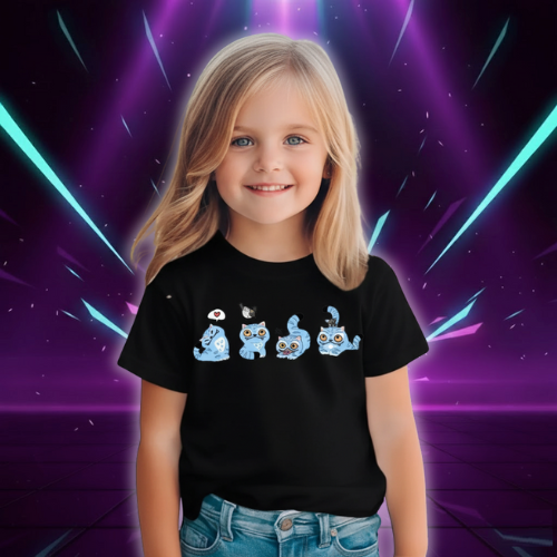 T-shirt Noir KPop Derpy Tiger pour Enfant