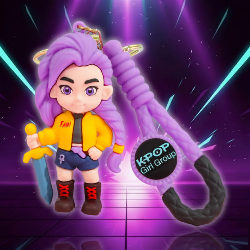 Creative Kpop Demon Hunters Little Tiger Keychain Pendant Cartoon Anime Monster Hunt Girl Key Ring Bag Hanging Decoration Gift