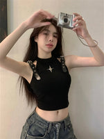 Crop Débardeur Coréen Noir