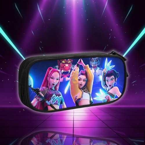 Fun Huntrix Zoey Rumi Mira Pencil Case KPop Demon Hunters Pencilcases Pen Kids Big Capacity Bags Students School Gift Stationery