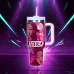 Hot Selling Popular Kpop Demon Hunters Large Capacity Water Cup Cartoon Mira Stainless Steel Portable Cup with Straw and Handle