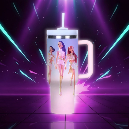 Hot Selling Popular Kpop Demon Hunters Large Capacity Water Cup Cartoon Mira Stainless Steel Portable Cup with Straw and Handle