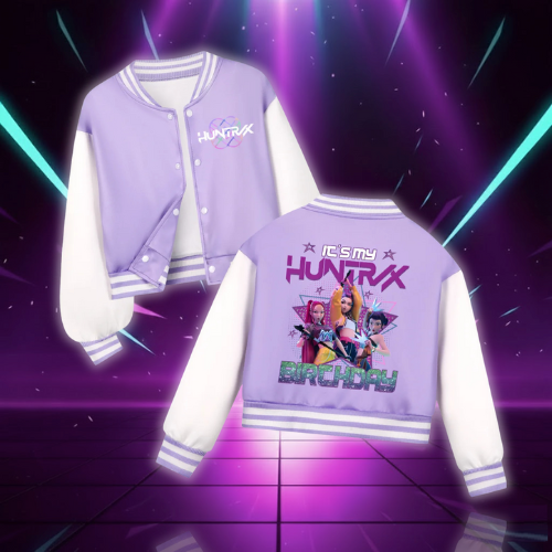 Huntrix Rumi Girls Kpop Demon Hunters Costume Zoey Mira Print Baseball Uniform Autumn Long Sleeve Jacket Coat Fans Gift for Kids (Copie)