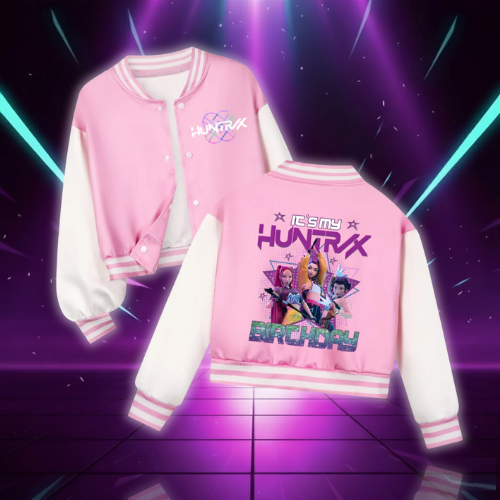 Huntrix Rumi Girls Kpop Demon Hunters Costume Zoey Mira Print Baseball Uniform Autumn Long Sleeve Jacket Coat Fans Gift for Kids (Copie)