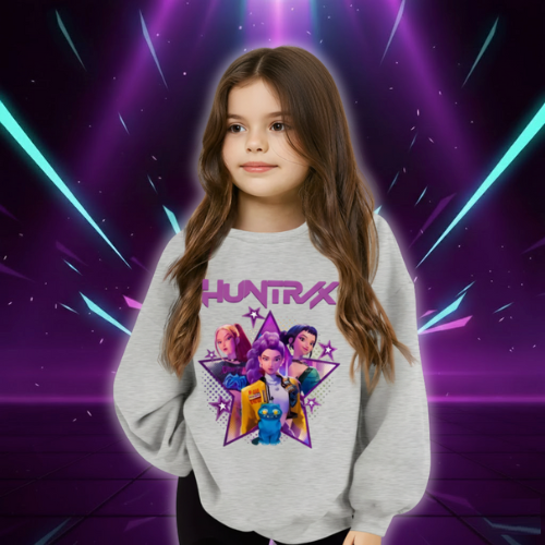 KPop Demon Hunters Huntrix Sweatshirts Kids Clothes Long Sleeve Autumn Pullover Boys Girls Hoodies Children Casual O-Neck Tops