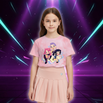 KPop Demon Hunters Tie-dye T-shirt Girls Short Sleeve Tops Rumi Mira Zoey Printed Tee Shirts Kawaii Summer Children's Clothing (Copie)