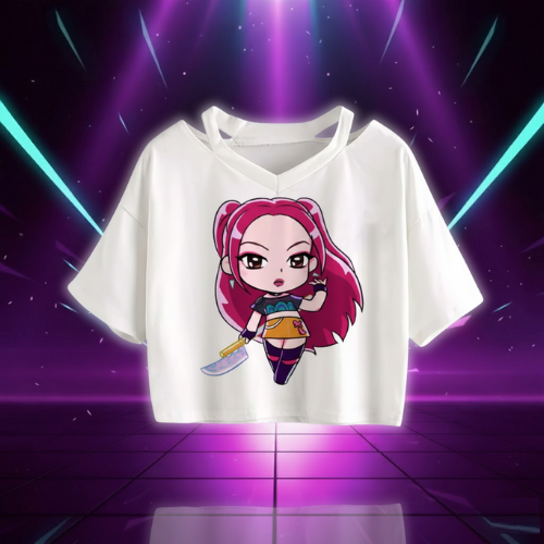 Kpop Demon Hunters Girls O-Neck Casual Women Summer Shirts Crop T-shirt (Copie)