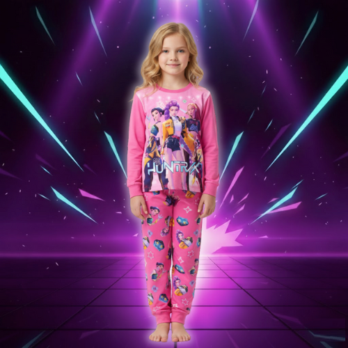 Movie Kpop Demon Hunters Kids Clothes Set Pajamas Sets Boys Daily Nightgowns Girls Long Sleeve T Shirt+Pants 2pcs Set