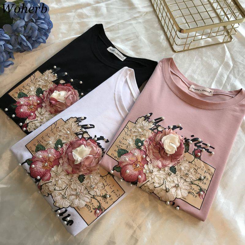 T-Shirt Coréen à Fleur