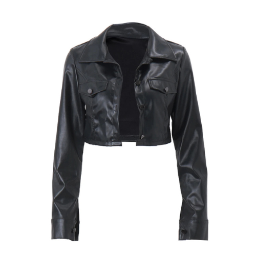 Veste Crop Simili Cuir San - Groupe ATEEZ