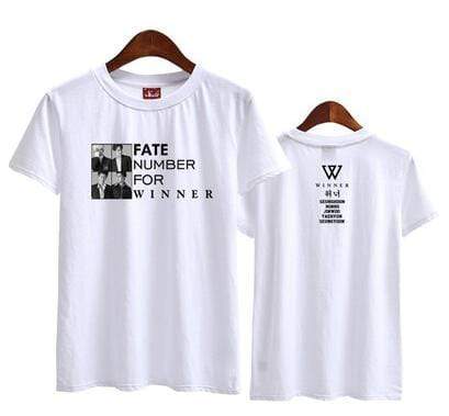 Kpop winner fate number for cover and member name printing o neck short sleeve t shirt  unisex summer style t-shirt