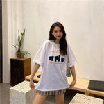 Sky Blue YOSEMITE Bear Embroidery T Shirts Cotton O-neck Short Sleeve Oversized Vintage T-shirt American Fashion Teens Clothes