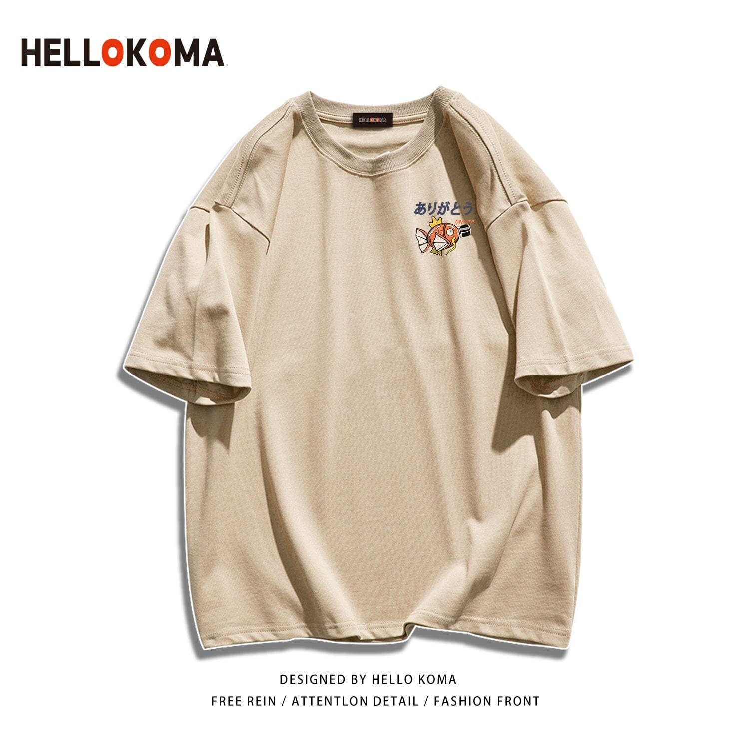 Vintage Japan Kanji Cartoon Fun Graphic T Shirts Kawaii Clothes Streetwear Oversized Khaki Tops 2022 Summer Large 2XL Harajuku